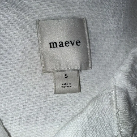 MAEVE Women's Linen Edition The Bettina Tiered White Mini Shirt Dress Size Small - Picture 8 of 12